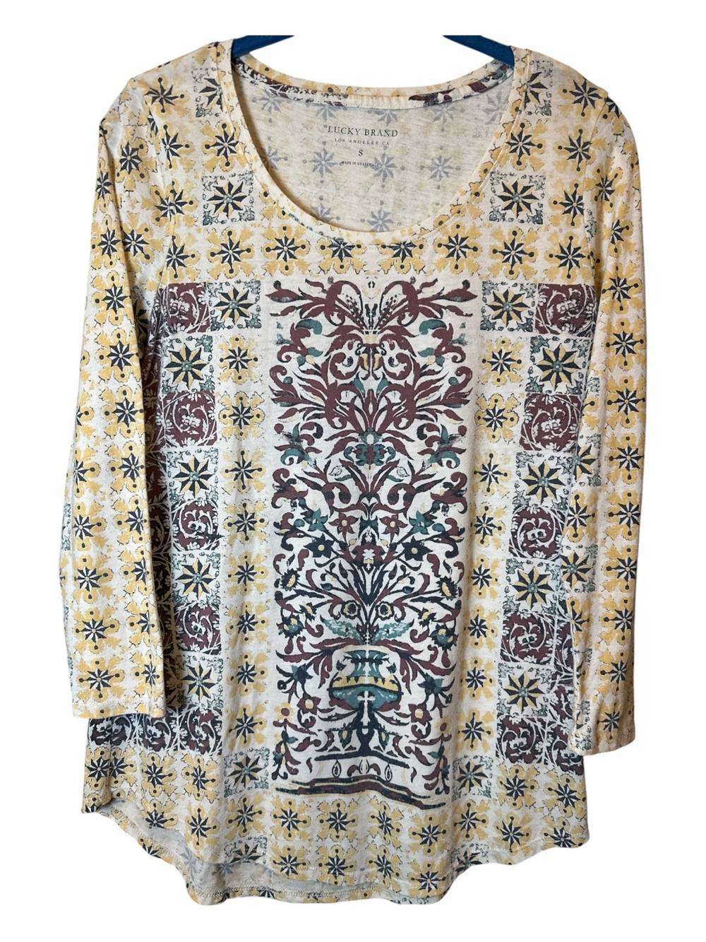 Lucky Brand Boho Floral Paisley Tunic Top Size Small